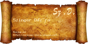 Szinger Dóra névjegykártya